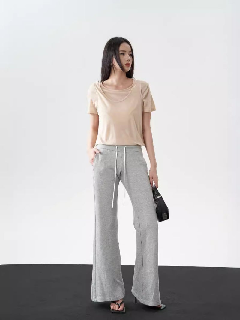 Dtwo Spring And Short-Sleeved Fake Two-Piece Street Casual Loose Short Cotton Breathable Top T-Shirt For Women - Image 4