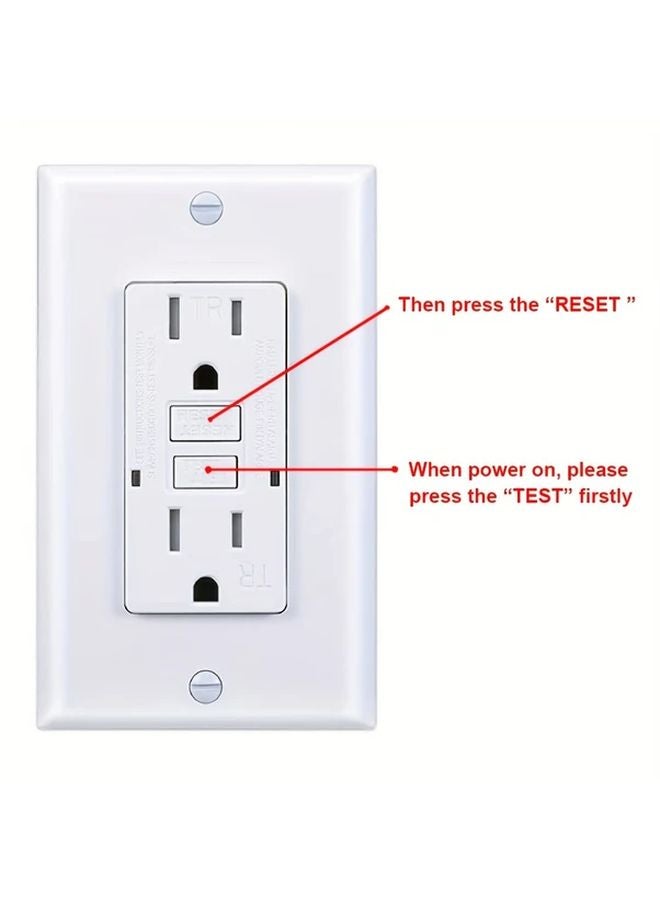 Slim Self Test GFCI Outlet 15A 125V Duplex Receptacle With LED Indicator Tamper Resistant ETL Listed White - Image 3