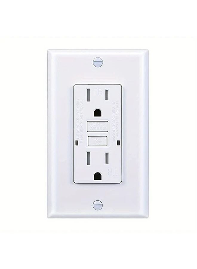 Slim Self Test GFCI Outlet 15A 125V Duplex Receptacle With LED Indicator Tamper Resistant ETL Listed White - Image 1
