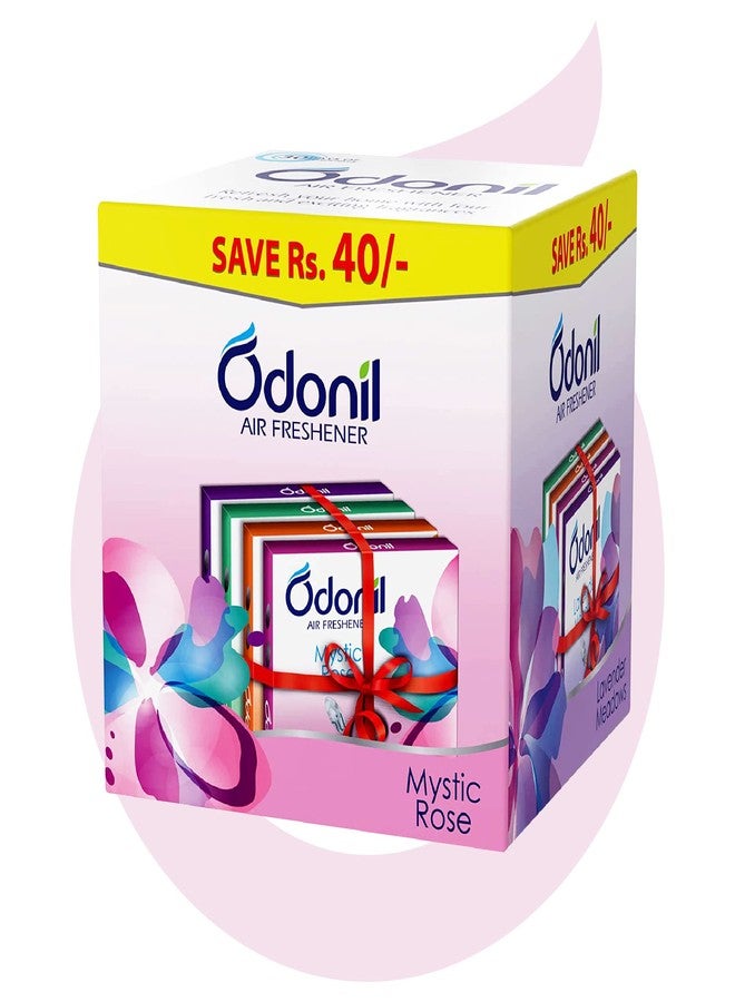 Odonil Bathroom Air Freshener Blocks 192g (48g x 4) | Mixed Fragrances (Jasmine, Lavender, Orchid, Rose)| Long Lasting 30 Day Freshness | Removes Mal Odours - Image 1