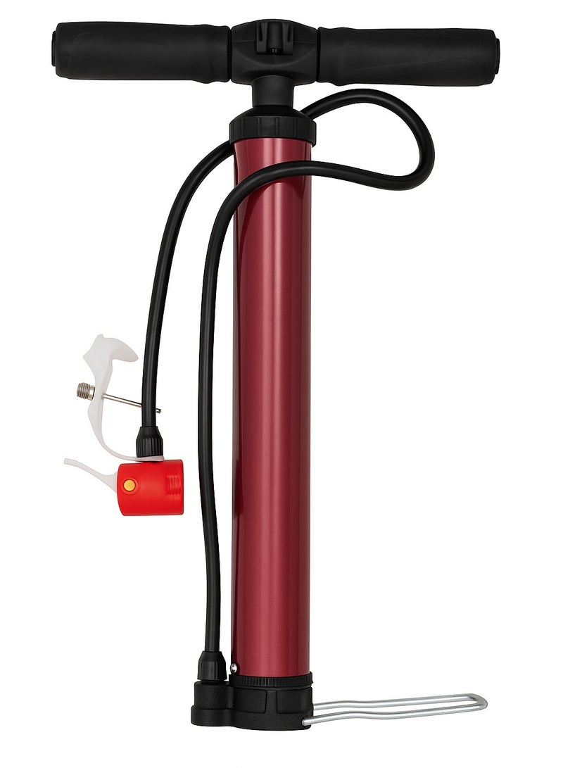 مضخة هواء يدوية متعددة الألوان للدراجات مع خرطوم مرن وصمام متعدد الاستخدام – تصميم معدني قوي - Image 1
