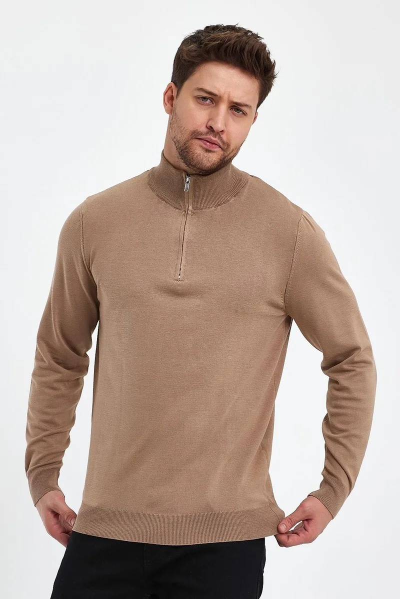 الكسندر جاردي Alexandergardı High Collar Zippered Knitwear Sweater (E23-6701)