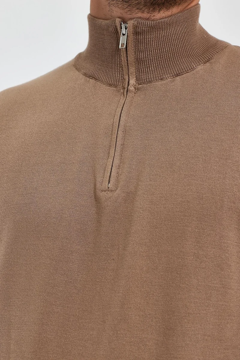 الكسندر جاردي Alexandergardı High Collar Zippered Knitwear Sweater (E23-6701)