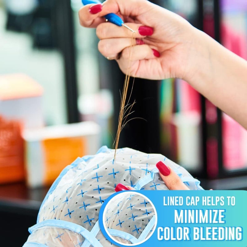 Colortrak 12 Disposable Hair Dyeing Caps with 1 Needle Kit for Tipping, Color and Highlighting, Lined Cap with Neck Protector Minimizes Color Bleeding, Pull-Out Visor Protects Face, Flap Protects Skin - Image 4