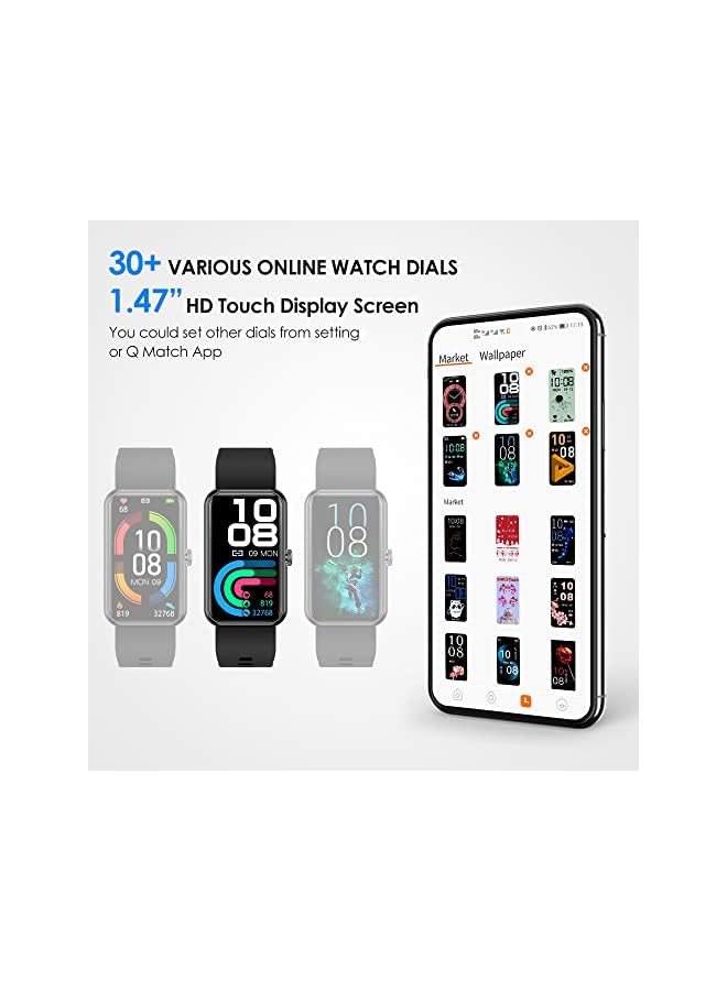 AccLoo Smart Watch, 1.47" Fitness Tracker with Heart Rate/Blood Oxygen/Sleep Monitor/Custom Dials, Waterproof Activity Tracker with 12 Sports Modes Step Tracker for Women Men Kids - Image 4