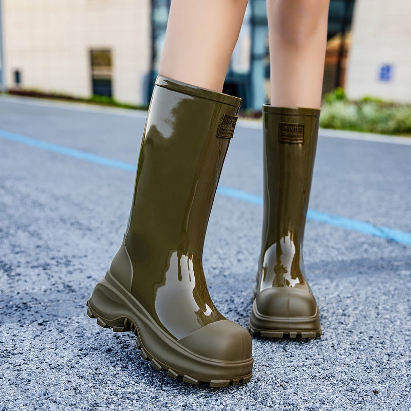Good rabbit Women High Top Rain Boots PVC