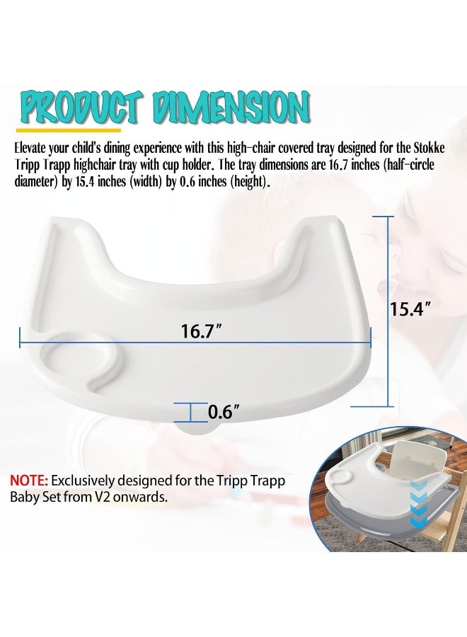 LuQiBabe High Chair Tray Cover Compatible with Stokke Tripp Trapp Chair with Cup Holder - Smooth Surface and Strong Suction - Made with Food-Safe Plastic (BPA BPS BPF Lead Phthalate Free) - White - Image 2