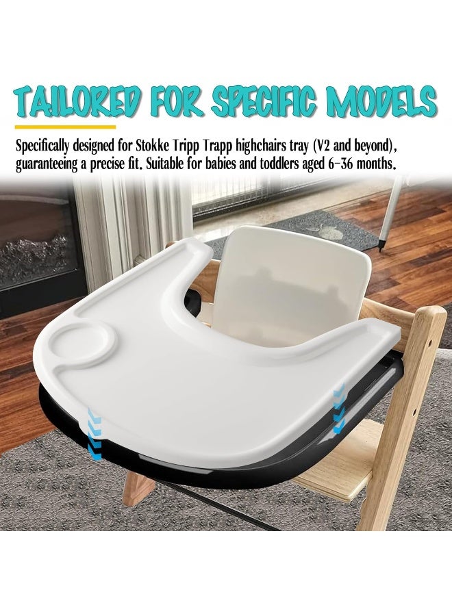 LuQiBabe High Chair Tray Cover Compatible with Stokke Tripp Trapp Chair with Cup Holder - Smooth Surface and Strong Suction - Made with Food-Safe Plastic (BPA BPS BPF Lead Phthalate Free) - White - Image 4