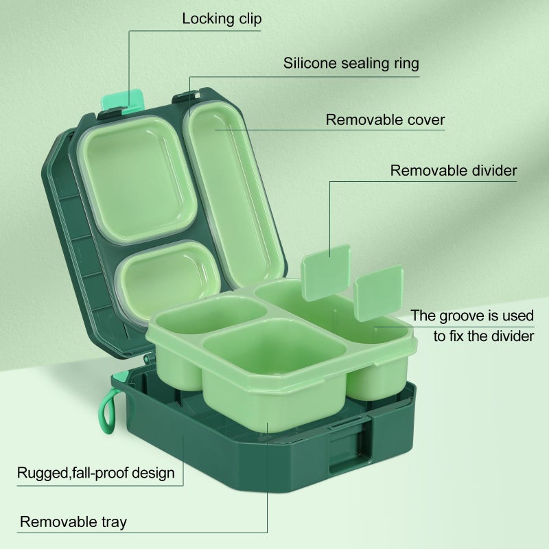 wiwens Bento Lunch Box for Kids with 12oz Soup Thermo Leak-Proof Lunch Food Container with 5 Compartment Thermo Hot Food Jar and Insulated Lunch Bag for Kid Toddler Girls Boys to School - Image 2