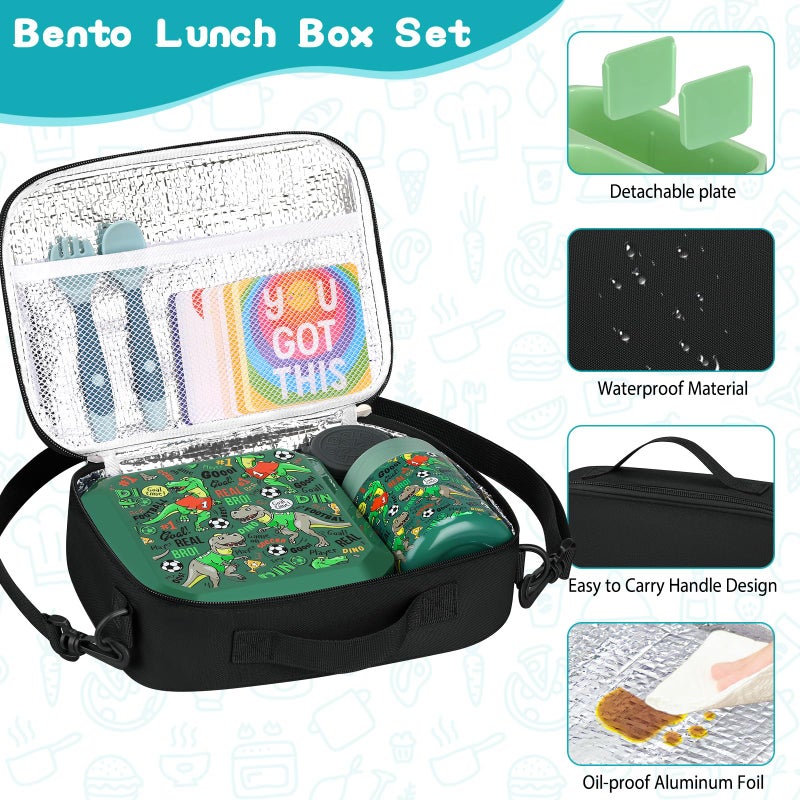wiwens Bento Lunch Box for Kids with 12oz Soup Thermo Leak-Proof Lunch Food Container with 5 Compartment Thermo Hot Food Jar and Insulated Lunch Bag for Kid Toddler Girls Boys to School - Image 4