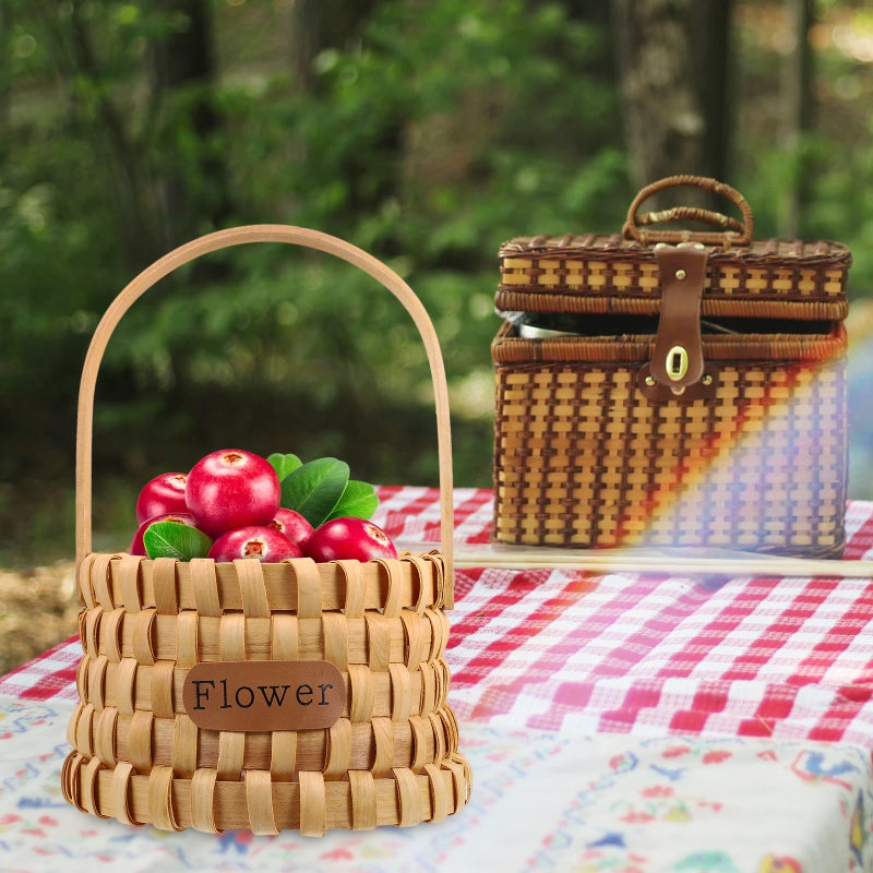 3 pcs Home Decoration Wood Basket Weave Hand Basket Flower Storage Basket - Image 2