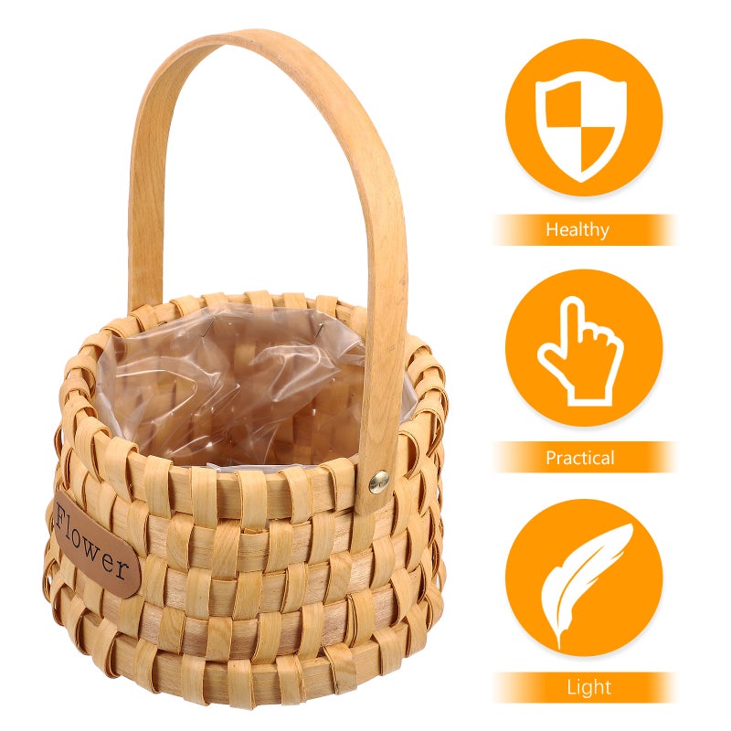 3 pcs Home Decoration Wood Basket Weave Hand Basket Flower Storage Basket - Image 4