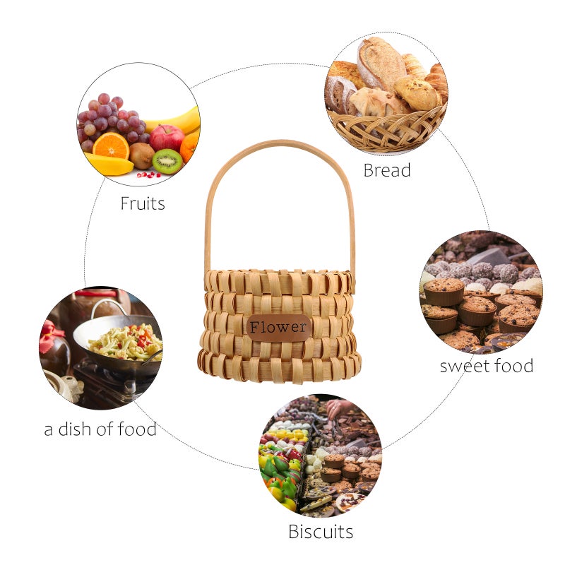 3 pcs Home Decoration Wood Basket Weave Hand Basket Flower Storage Basket - Image 5