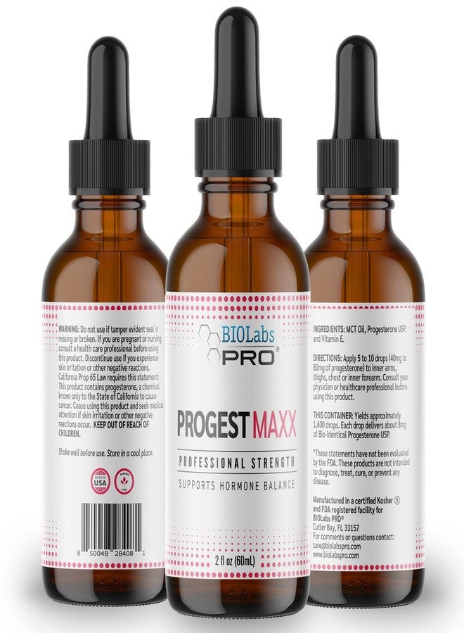 BIOLABS PRO Progest MAXX Progesterone Oil, Natural Bioidentical Progesterone for Women, Hot Flashes & Menopause Support, 2oz Bottle - Six Month Supply - Image 2