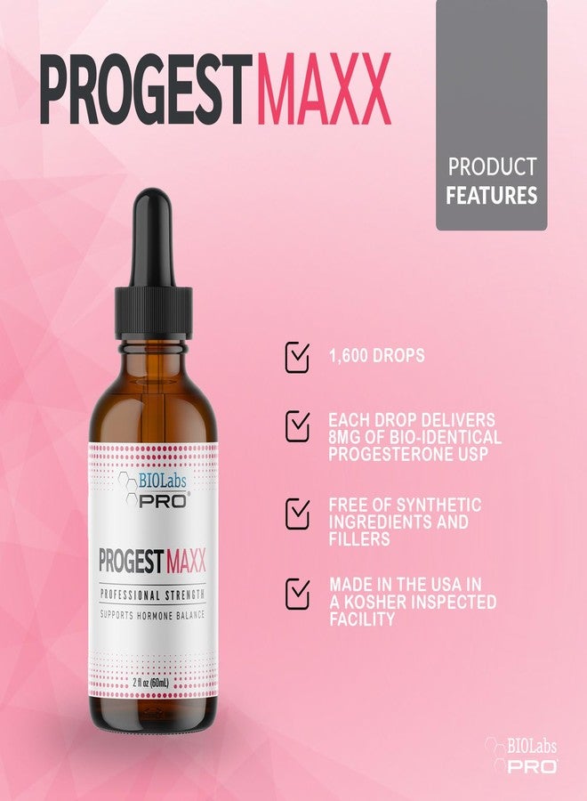 BIOLABS PRO Progest MAXX Progesterone Oil, Natural Bioidentical Progesterone for Women, Hot Flashes & Menopause Support, 2oz Bottle - Six Month Supply - Image 4