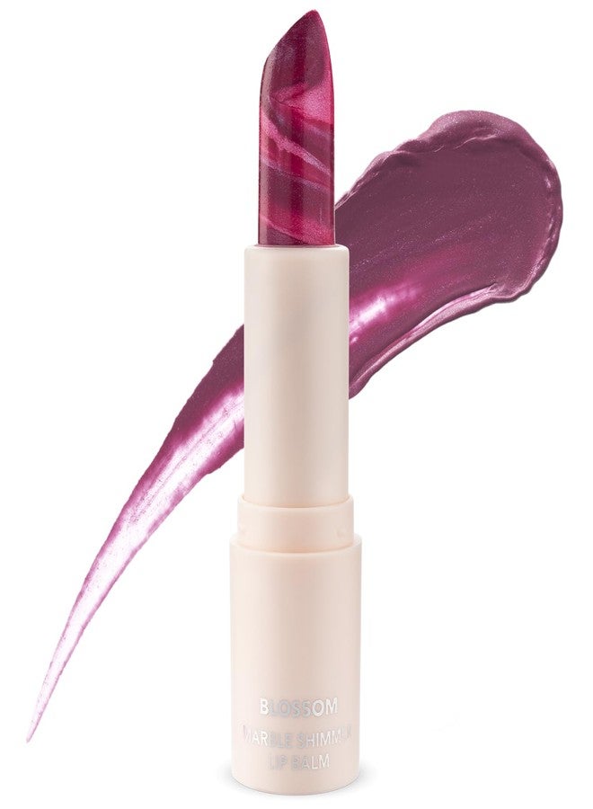 Blossom Marble Shimmer Lip Balm Moisturizing Lipstick with Shea Butter, Jojoba, Olive Oil, 0.12oz/3.5g, Berry - Image 1