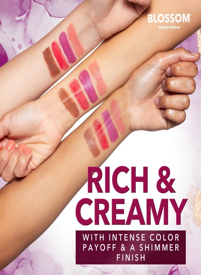 Blossom Marble Shimmer Lip Balm Moisturizing Lipstick with Shea Butter, Jojoba, Olive Oil, 0.12oz/3.5g, Berry - Image 5