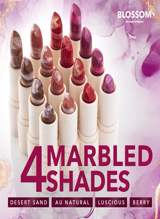 Blossom Marble Shimmer Lip Balm Moisturizing Lipstick with Shea Butter, Jojoba, Olive Oil, 0.12oz/3.5g, Berry - Image 4