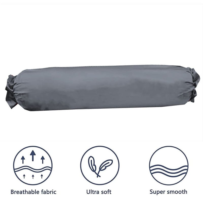 MAHAVEER COTTON Micro Filled Microfiber Bolster of Size 38X14X8Round Bed Pillowwhite Bolster l Bolster for Back and Neck Support l Pillow Compliment for DeewanSofa With Cotton Dark Grey Washable Bolster Cover - Image 2