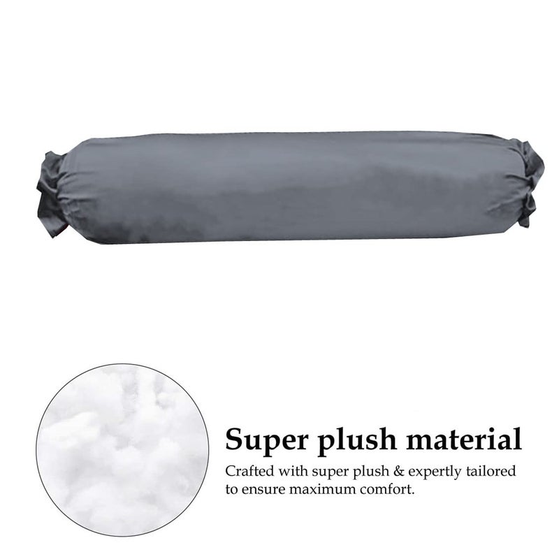 MAHAVEER COTTON Micro Filled Microfiber Bolster of Size 38X14X8Round Bed Pillowwhite Bolster l Bolster for Back and Neck Support l Pillow Compliment for DeewanSofa With Cotton Dark Grey Washable Bolster Cover - Image 3