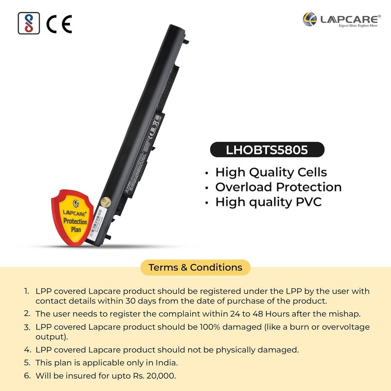 Lapcare بطارية لابتوب HS04 لـ HP 807956-001 807957-001 HS03 807612-421 807611-221 240 G4 HSTNN-LB6U HSTNN-DB7I HSTNN-LB6V TPN-I119- (أسود) - Image 4