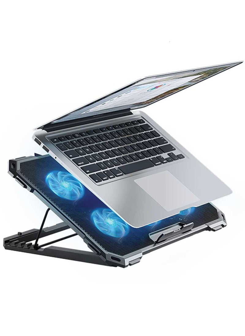 ستاندرد - حامل تبريد الكمبيوتر المحمول RGB للألعاب ST-Standard ICE-06N – 6 مراوح LED زرقاء – حتى 17 بوصة - Image 1