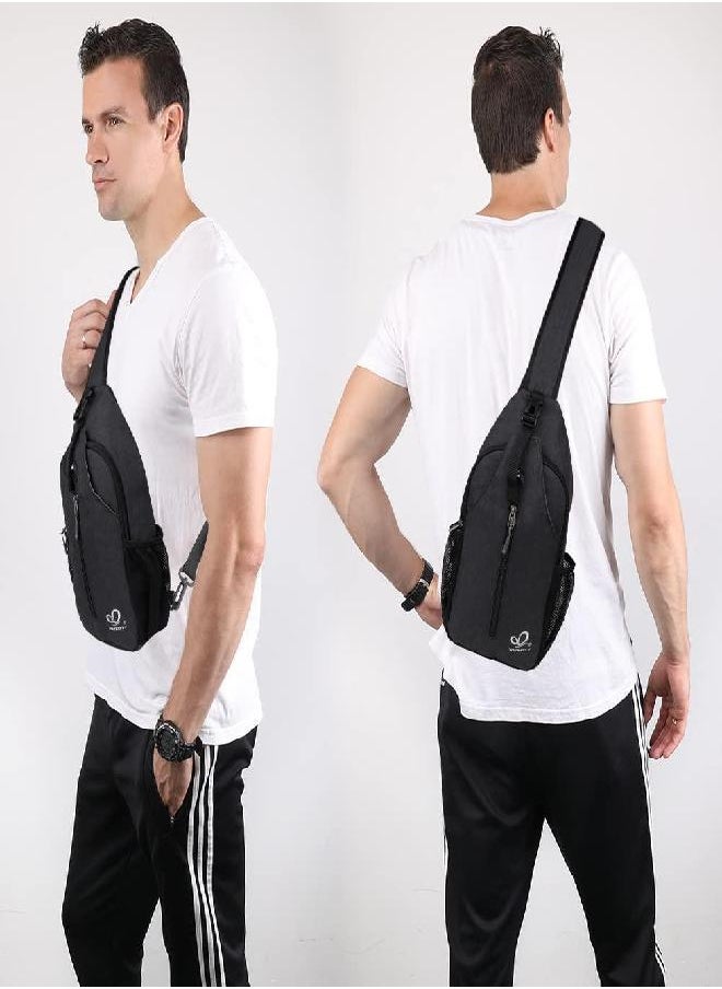 WATERFLY - Crossbody Sling Backpack Sling Bag Travel Hiking Chest Bag Daypack (Black) - Image 1