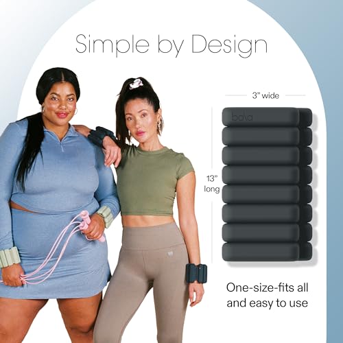 Bala Bangles Wrist & Ankle Weights for Women & Men (Charcoal) - 2 Pound Adjustable Silicone Weighted Bracelet Set for Gym, Yoga, Pilates, Cardio & Strength Training - Wearable Arm & Leg Workout Weights - Image 4