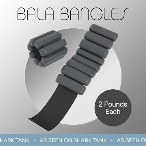 Bala Bangles Wrist & Ankle Weights for Women & Men (Charcoal) - 2 Pound Adjustable Silicone Weighted Bracelet Set for Gym, Yoga, Pilates, Cardio & Strength Training - Wearable Arm & Leg Workout Weights - Image 2