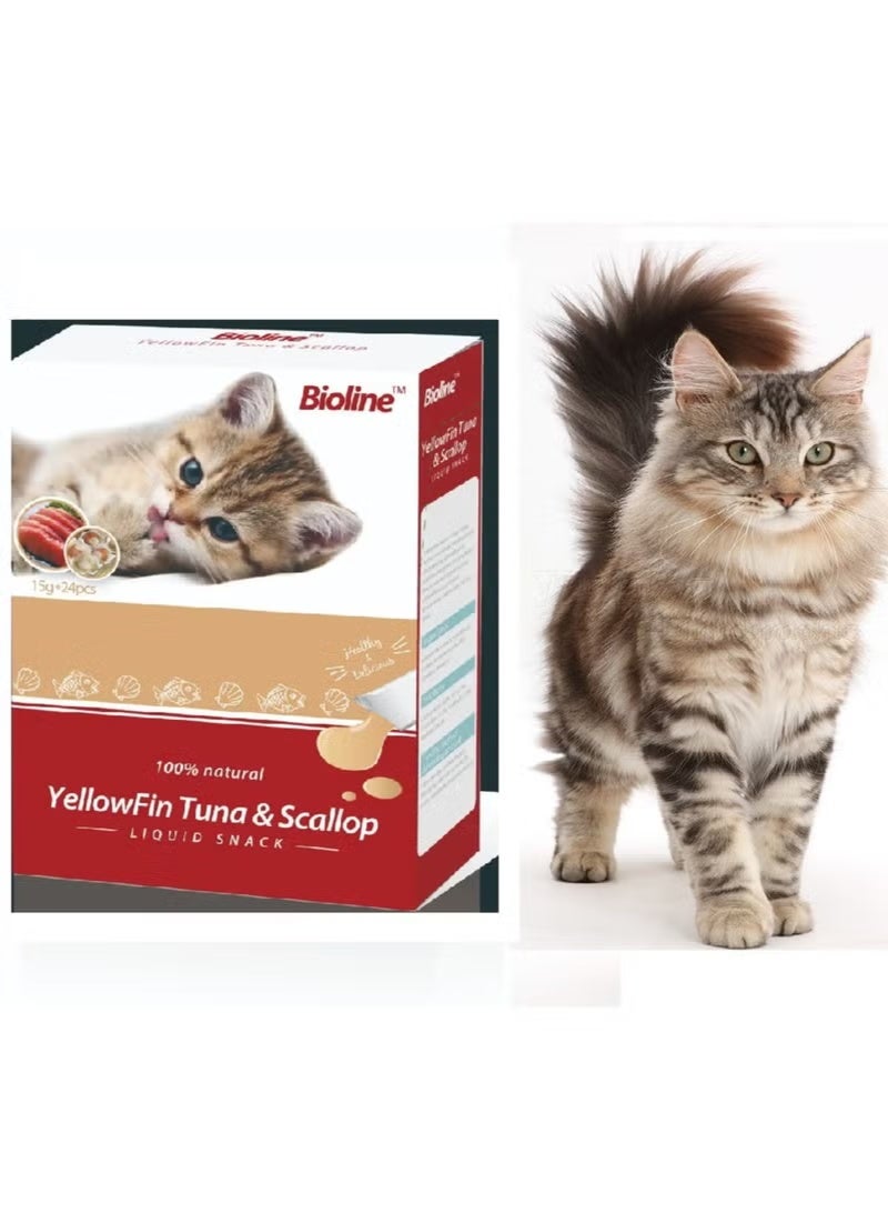 بايولاين مكافآت بيولاين للقطط ١٥ جم × ٢٤ [نكهة - تونة زعانف صفراء واسكالوب] - Image 2