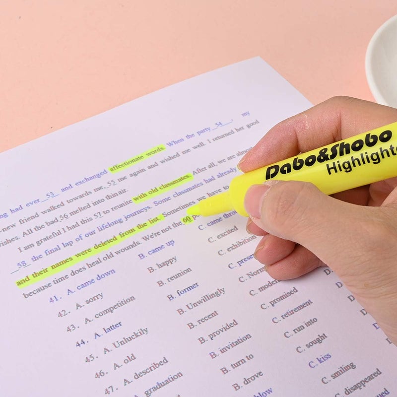 Dabo&Shobo Yellow highlighter, 24 Pack -bright color, chisel tip, for Adults Kids Highlighting in the Home School Office, Tank Style - Image 4