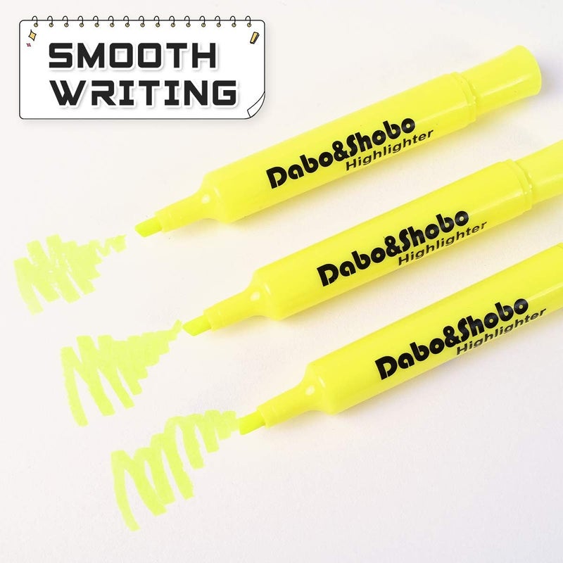 Dabo&Shobo Yellow highlighter, 24 Pack -bright color, chisel tip, for Adults Kids Highlighting in the Home School Office, Tank Style - Image 2