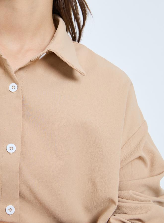 تايك تو طقم بيج من - قميص طويل وبنطال - Image 4