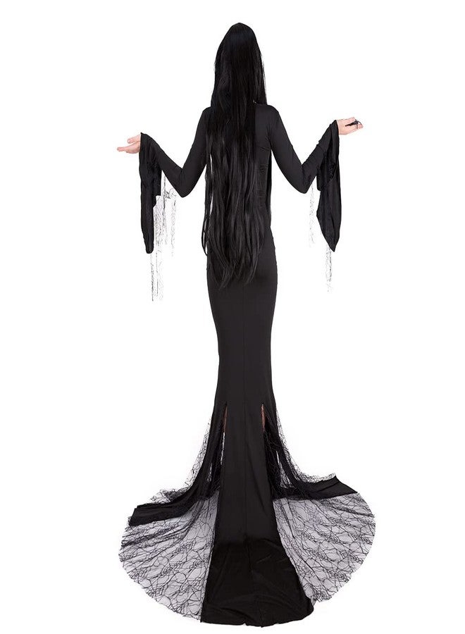 Cosplay.fm Women's Vintage Gothic Long Dress Witch Style Black Dress Halloween Cosplay Costume Dress (L, Black) - Image 5