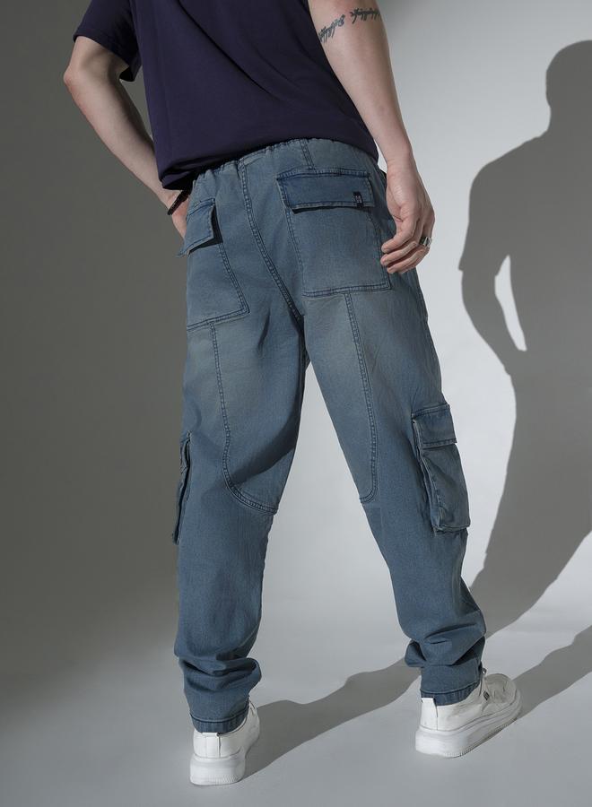 Hubberholme Men's Indigo 100% Cotton Solid Pattern Full Length Relaxed Jeans  - Image 3