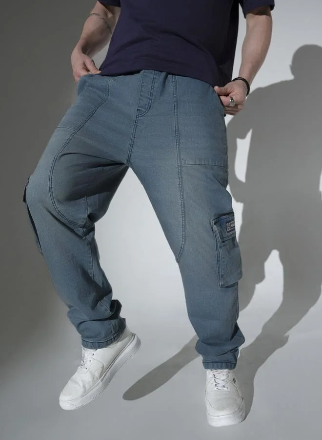 Hubberholme Men's Indigo 100% Cotton Solid Pattern Full Length Relaxed Jeans