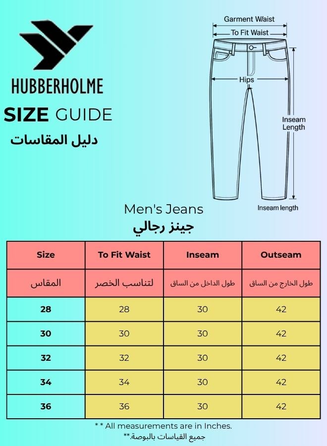 Hubberholme Men's Indigo 100% Cotton Solid Pattern Full Length Relaxed Jeans  - Image 4