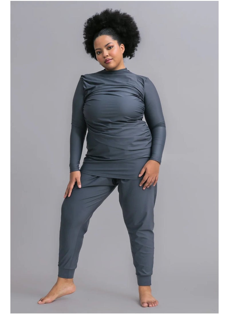 Vicino Vicino 2-piece burkini swimsuit set made of Lycra - different cut, distinctive and comfortable shape, available in different sizes, gray color  - Image 2