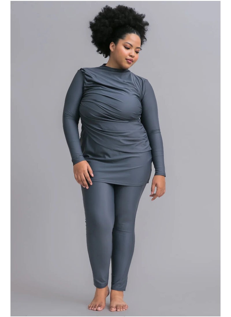 Vicino Vicino 2-piece burkini swimsuit set made of Lycra - different cut, distinctive and comfortable shape, available in different sizes, gray color  - Image 1