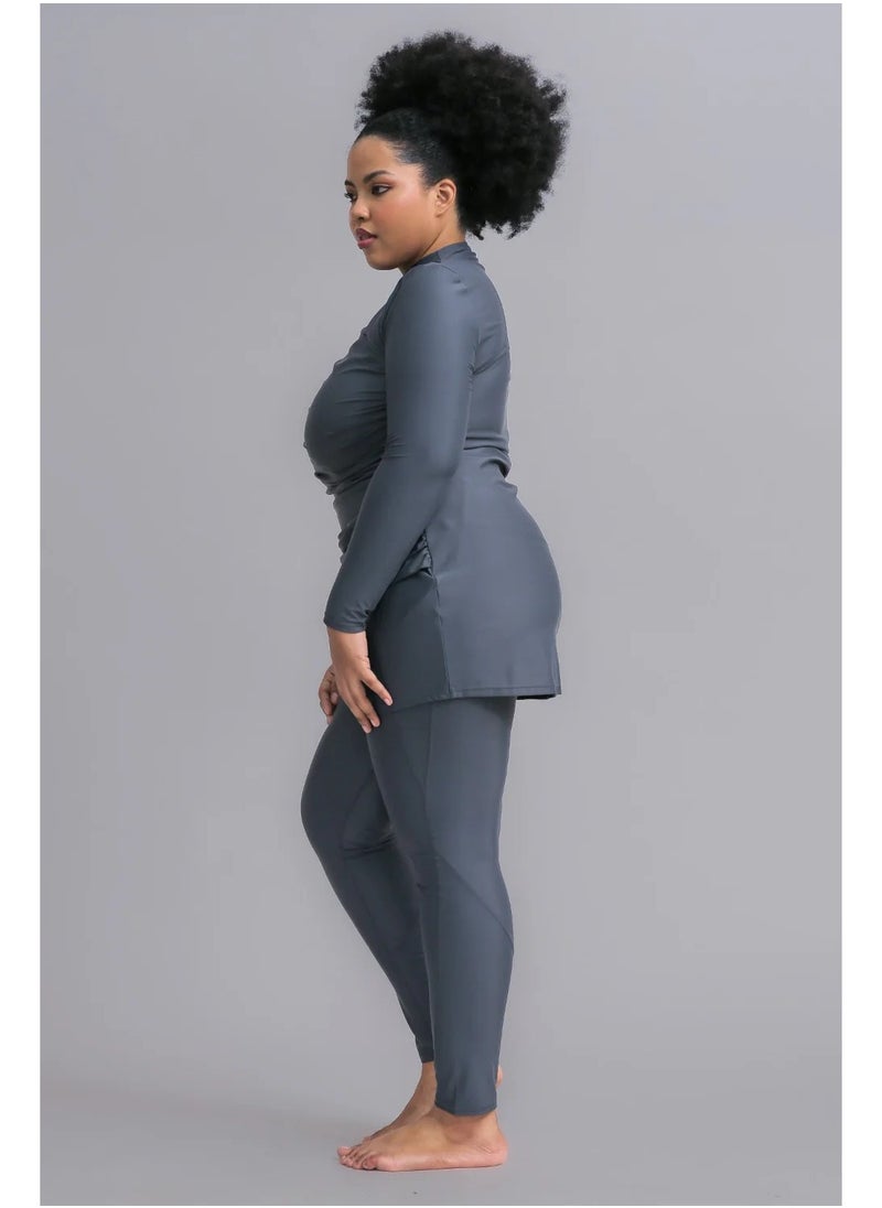 Vicino Vicino 2-piece burkini swimsuit set made of Lycra - different cut, distinctive and comfortable shape, available in different sizes, gray color  - Image 4