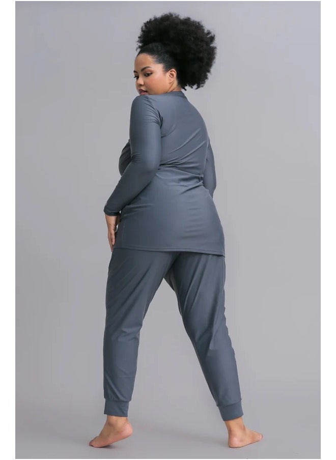 Vicino Vicino 2-piece burkini swimsuit set made of Lycra - different cut, distinctive and comfortable shape, available in different sizes, gray color  - Image 5