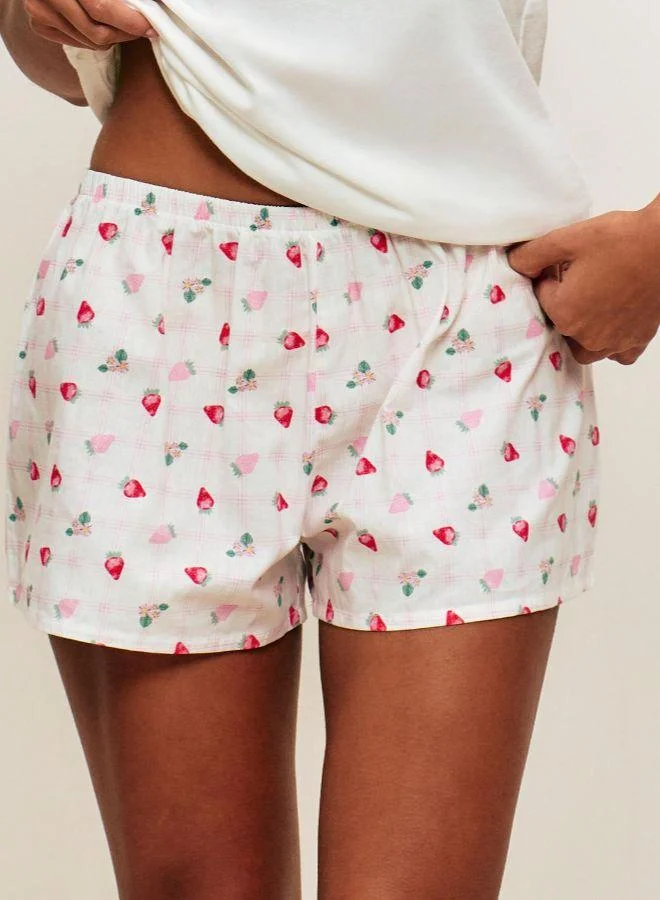 UNDIZ Cotton shorts with strawberry patterns