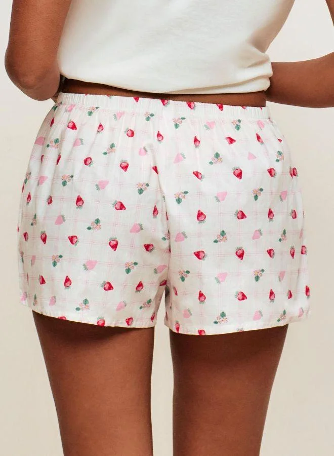 UNDIZ Cotton shorts with strawberry patterns
