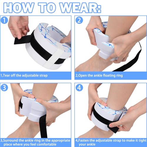 Hikeen Swim Aquatic Cuffs,Updated High-Density EVA Water Aerobics Float Ring Fitness Pool Exercise Weights Set, Water Ankles Arms Belts with Detachable Webbing for Swim Fitness Training - Image 5