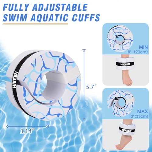 Hikeen Swim Aquatic Cuffs,Updated High-Density EVA Water Aerobics Float Ring Fitness Pool Exercise Weights Set, Water Ankles Arms Belts with Detachable Webbing for Swim Fitness Training - Image 4