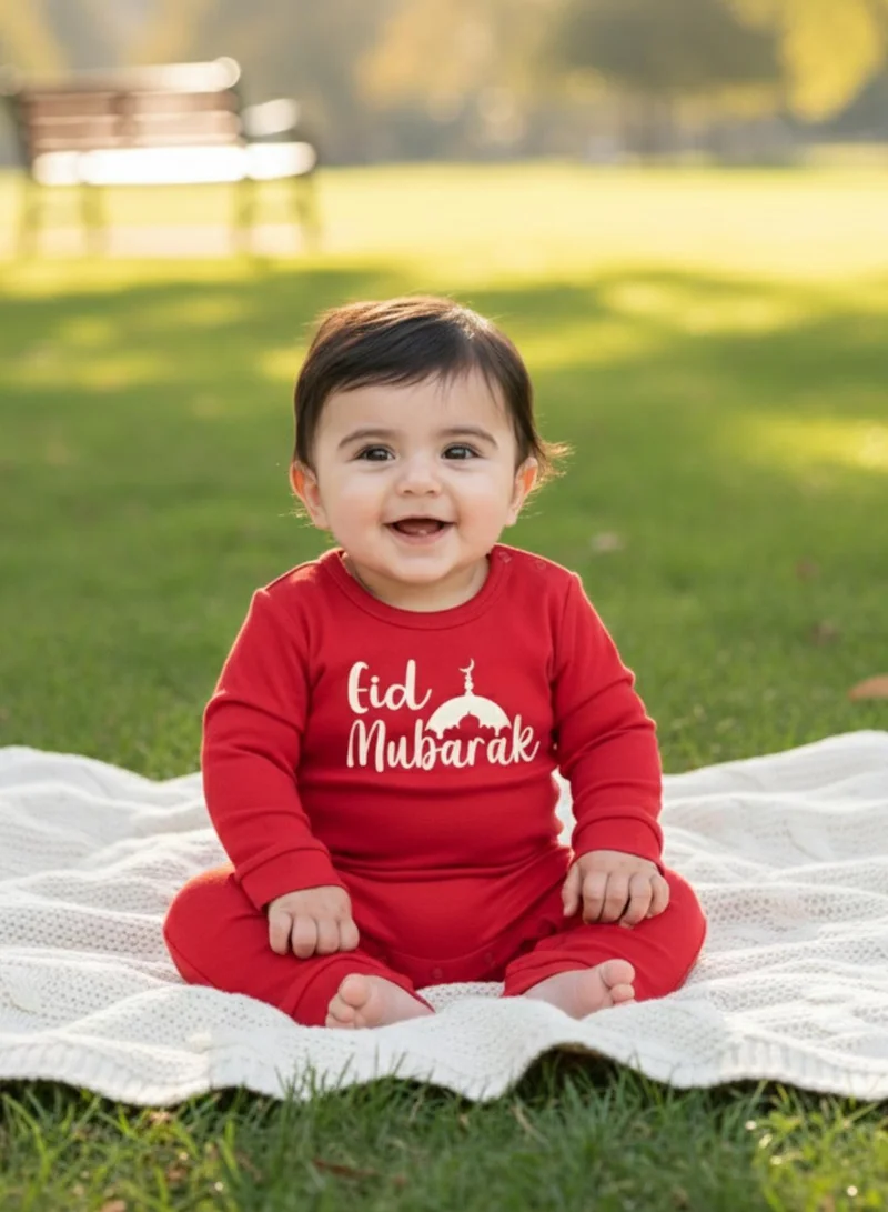 babyqlo Unisex Baby Eid Mubarak Cotton Festival Romper