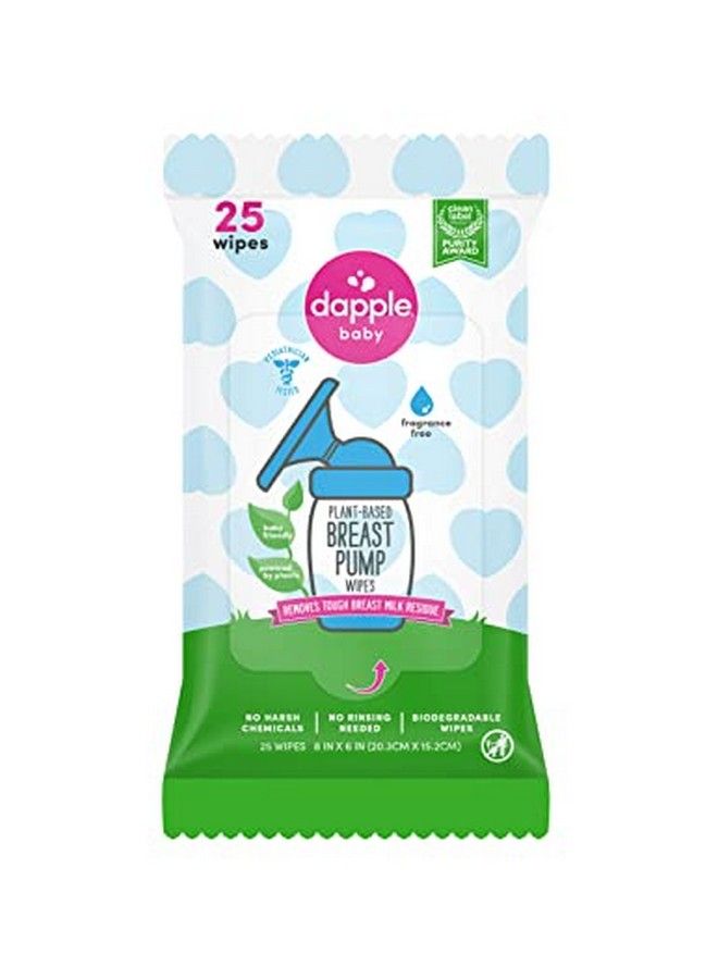 dapple Breast Pump Wipes By Dapple Baby 25 Count Fragrance Free Plant Based & Hypoallergenic Breast Pump Wipes Removes Milk Residue Leaves No Taste Convenient Wipes Pouch  - Image 1