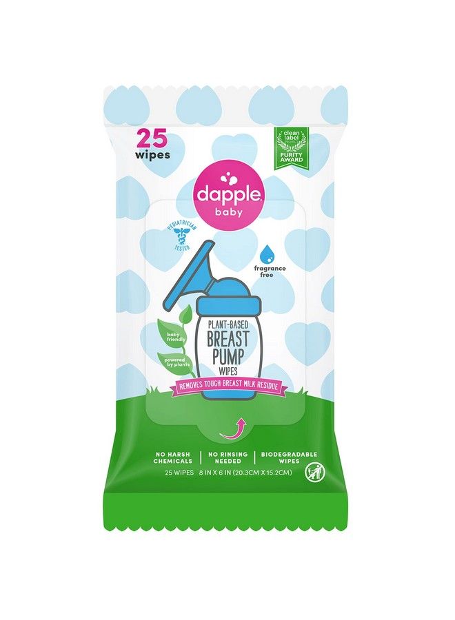 dapple Breast Pump Wipes By Dapple Baby 25 Count Fragrance Free Plant Based & Hypoallergenic Breast Pump Wipes Removes Milk Residue Leaves No Taste Convenient Wipes Pouch  - Image 2