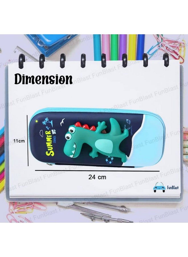 فنبلاست حقيبة أقلام فان بلاست ديناصور - حقيبة أقلام صلبة ثلاثية الأبعاد منقوشة، منظم أدوات مكتبية متعدد الأغراض لأطفال المدارس، حقيبة بسحاب مطبوعة برسوم كرتونية، حقيبة أدوات مكتبية، هدايا إرجاع للأطفال - Image 2