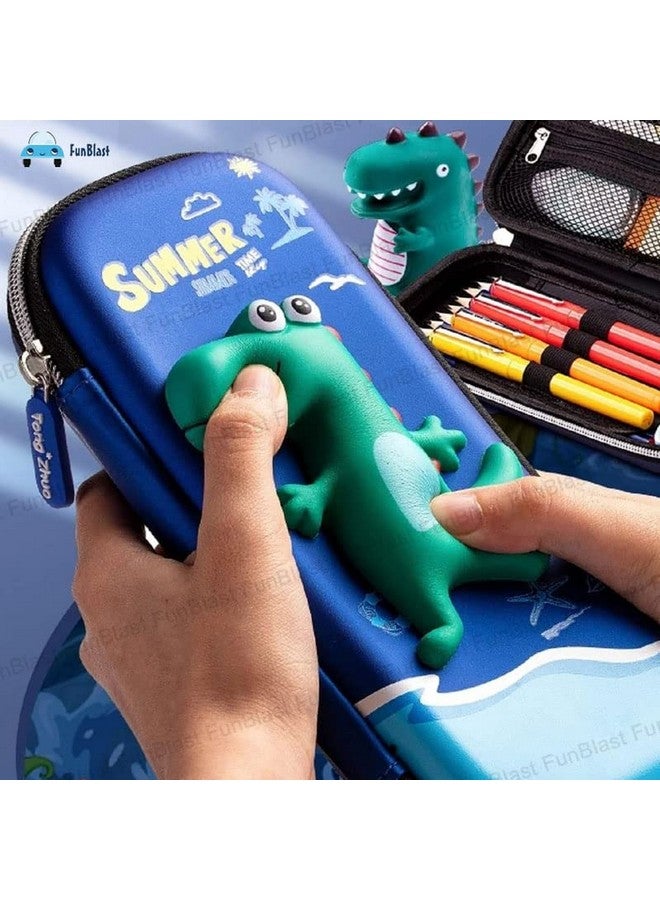 فنبلاست حقيبة أقلام فان بلاست ديناصور - حقيبة أقلام صلبة ثلاثية الأبعاد منقوشة، منظم أدوات مكتبية متعدد الأغراض لأطفال المدارس، حقيبة بسحاب مطبوعة برسوم كرتونية، حقيبة أدوات مكتبية، هدايا إرجاع للأطفال - Image 4